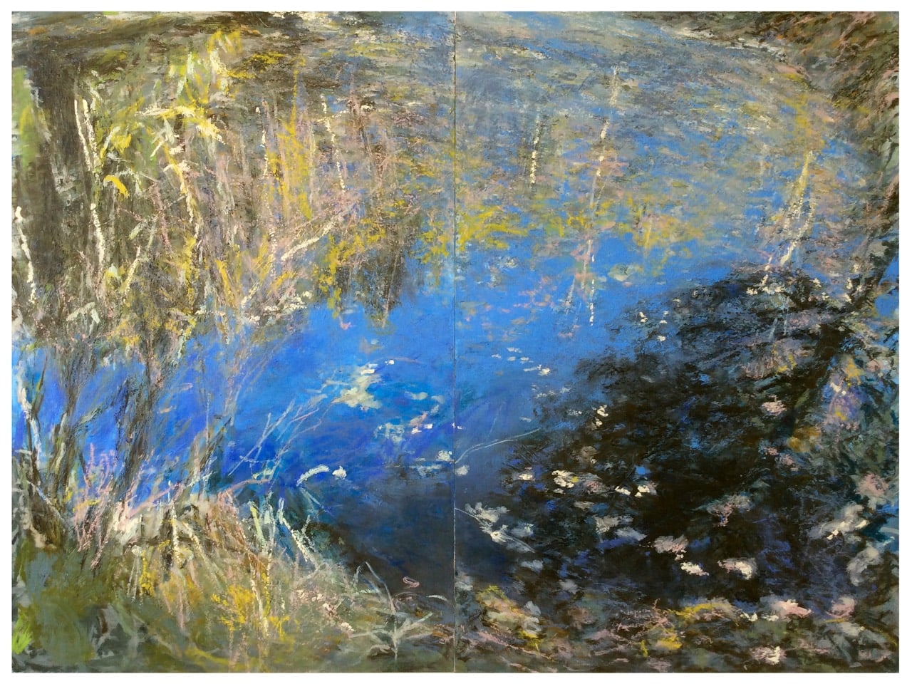 Cooper's Pond - Open, oil stick, 36"hx48", 2023